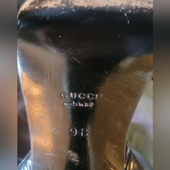 VINTAGE GUCCI TOM FORD BLACK PATENT LEATHER STRAPPY SANDALS 4" HEELS 9B - Picture 7 of 13